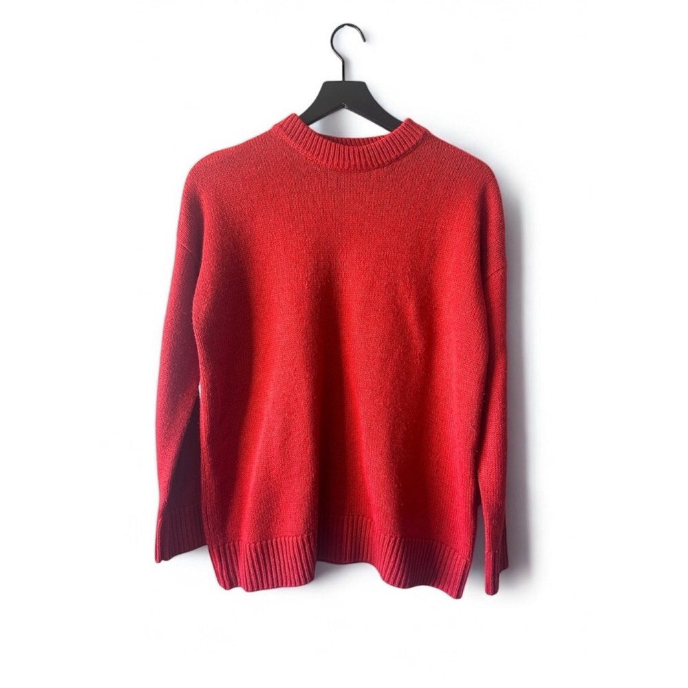 OAK + FORT Red Crew Neck Sweater